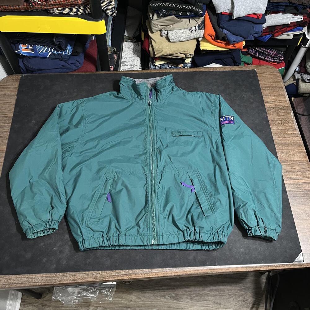Vintage Gap Mountain Alpine Country Jacket Mens Medium Green Fleece Lined Hike